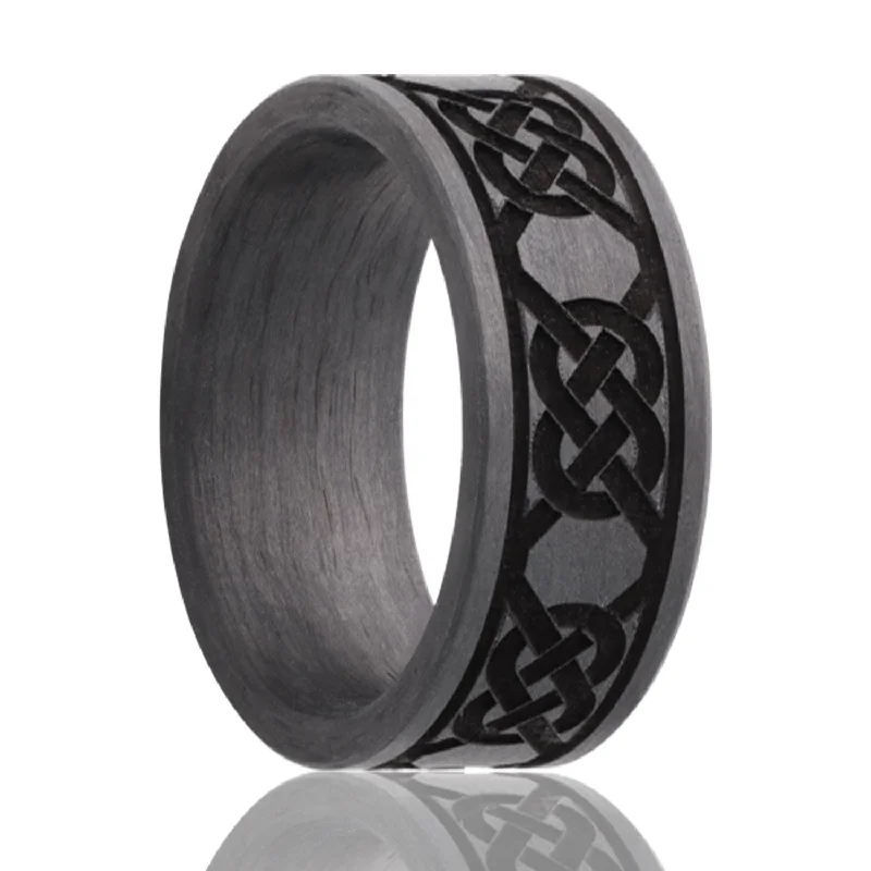 Women’s delicate rings for everyday wear-Celtic Knot Carbon Fiber Men's Wedding Band