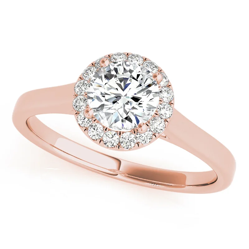 Engagement rings with engraved settings-Auriya 14k-Rose Gold Lab Grown Round Diamond Halo Engagement Ring 0.50 to 5.00 ct. tw. (F-G VS)