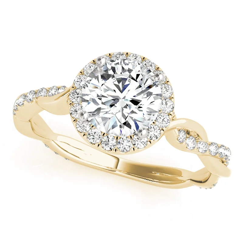 Engagement rings with princess and round cuts-Auriya 14k-Yellow Gold Lab Grown Round Diamond Halo Engagement Ring 0.50 to 5.00 ct. tw. (F-G VS)