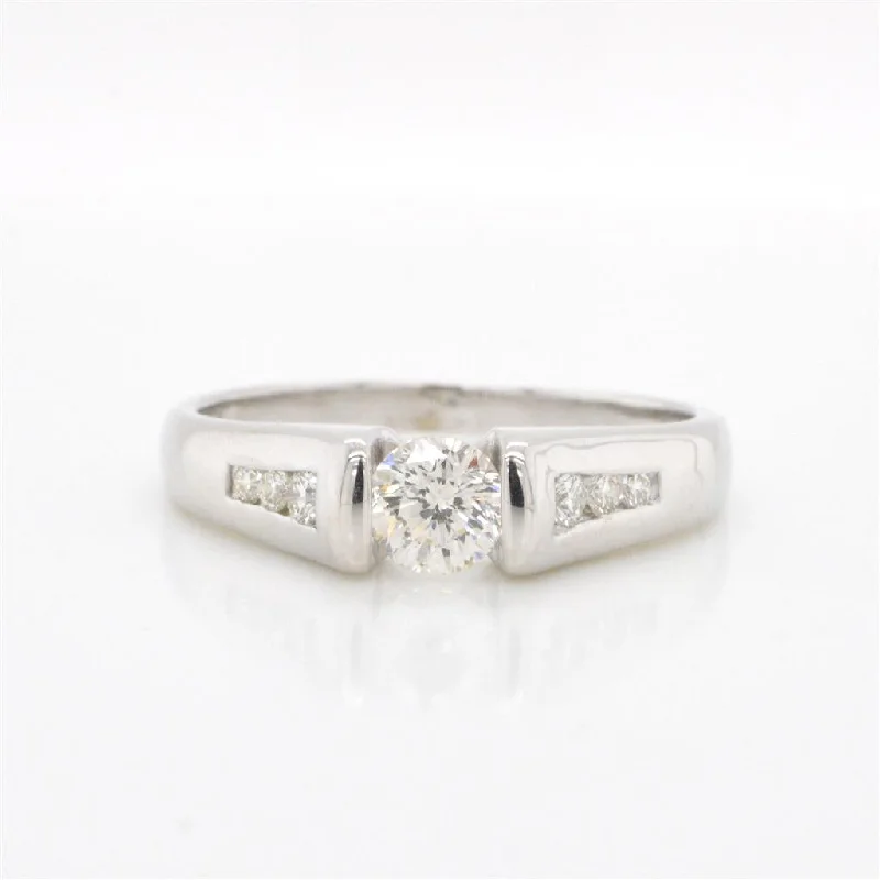 Women’s oval engagement rings-14K White Gold Diamond Engagement Ring