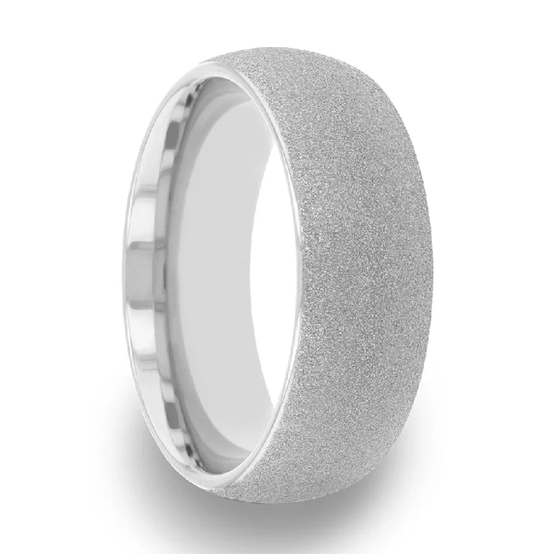 Custom silver rings for women-Sandblasted Tungsten Wedding Band