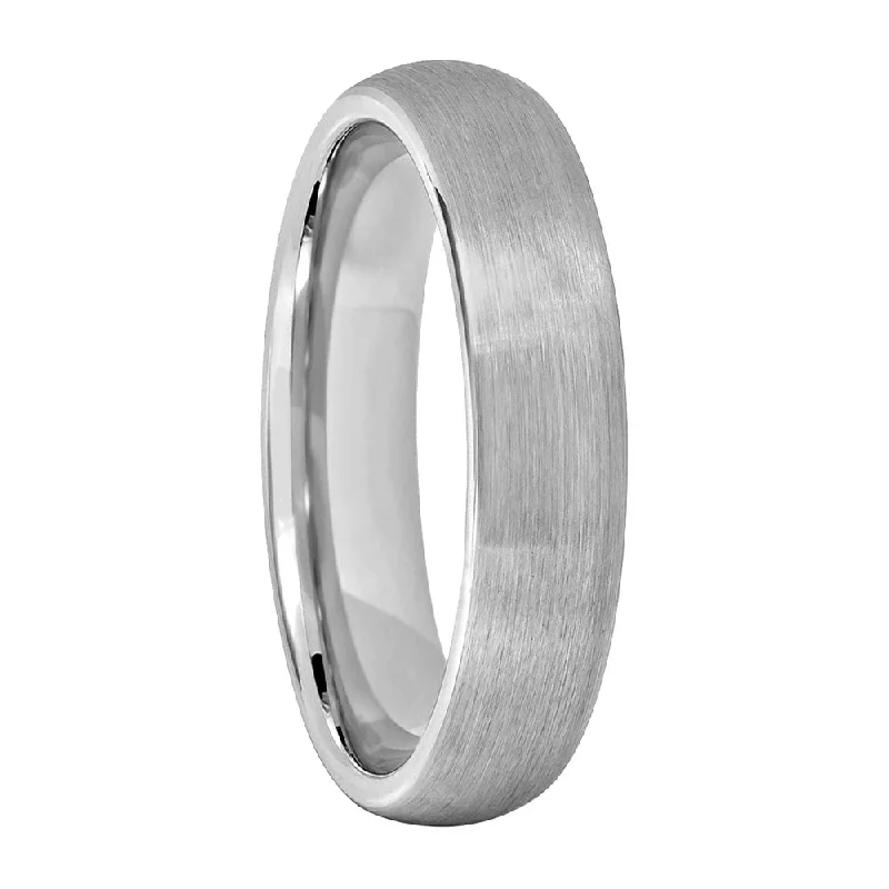 Women’s rings for anniversaries-Brushed Domed White Tungsten Women's Wedding Band