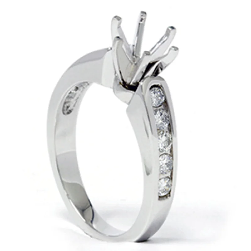 Engagement rings with hidden halos-1/2ct Diamond Semi Mount Engagement Ring 14K White Gold