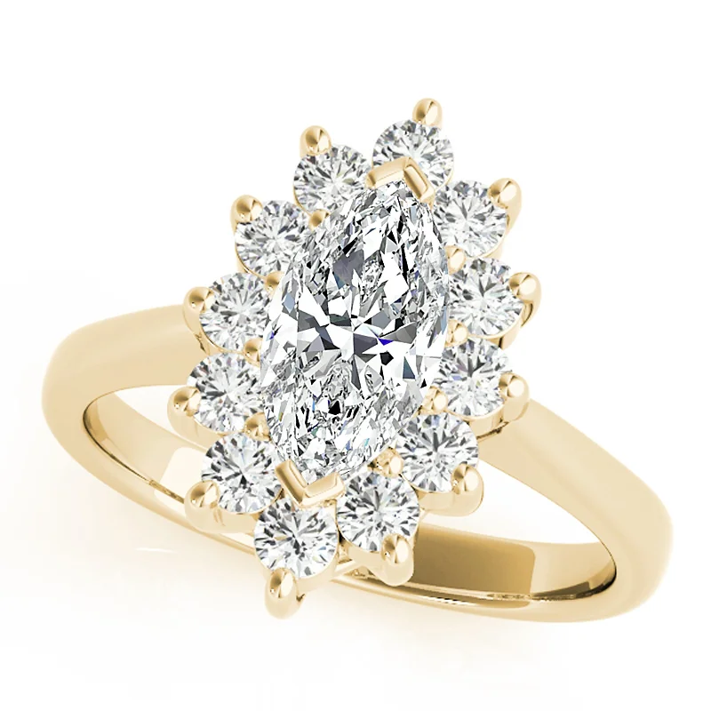 Engagement rings with unique diamond shapes-Auriya 14k Yellow Gold Lab Grown Marquise Diamond Halo Engagement Ring 0.50 to 5.00 ct. tw. (F-G VS)