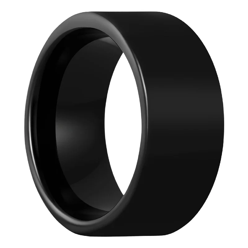 Women’s rings with intricate designs-Extra-Wide Black Tungsten Men's Wedding Band