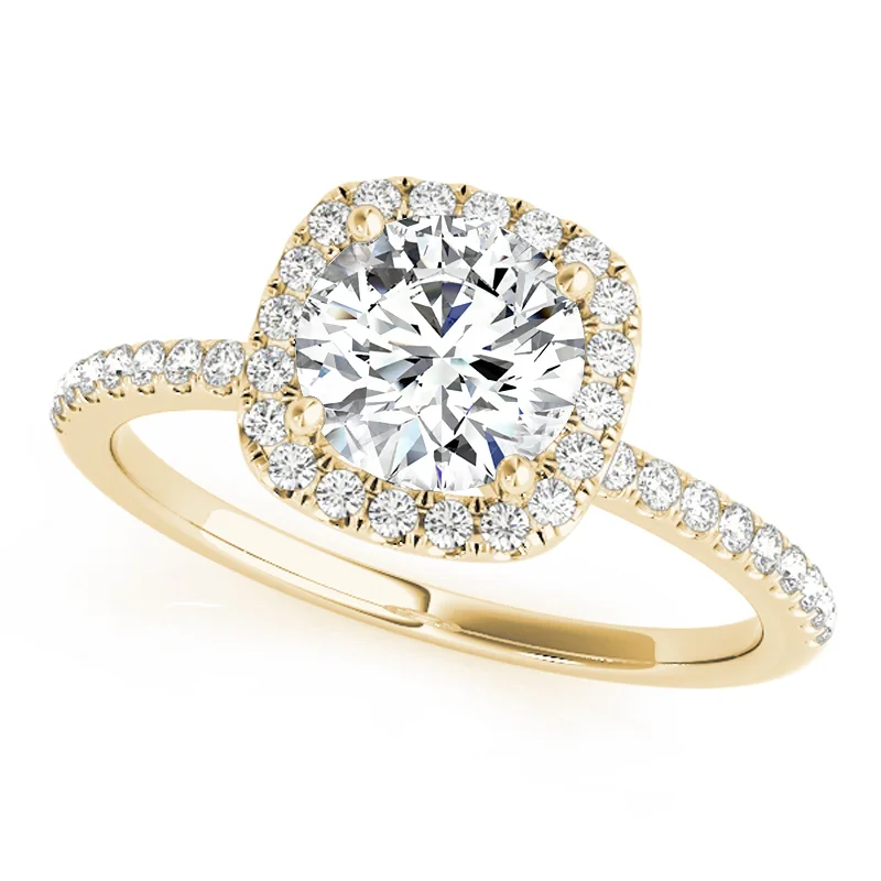 Engagement rings with unique diamond shapes-Auriya 14k-Yellow Gold Lab Grown Round Diamond Halo Engagement Ring 0.50 to 5.00 ct. tw. (F-G VS)