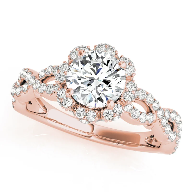 Women’s engagement rings with side stones-Auriya 14k Rose Gold Lab Grown Round Diamond Halo Engagement Ring 0.50 to 5.00 ct. tw. (F-G VS)