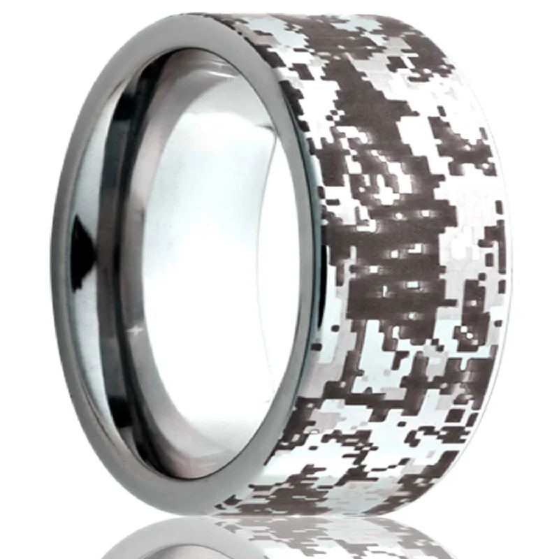 Women’s rings with colorful sapphires-Digital Camo Tungsten Wedding Band