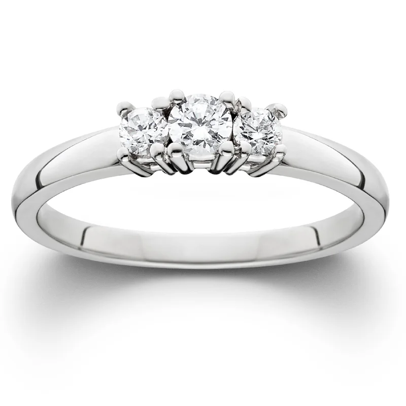 Women’s stackable engagement rings with diamonds-1/4ct Diamond 3-Stone Engagement Ring Three Stone Anniversary White Gold 7 7