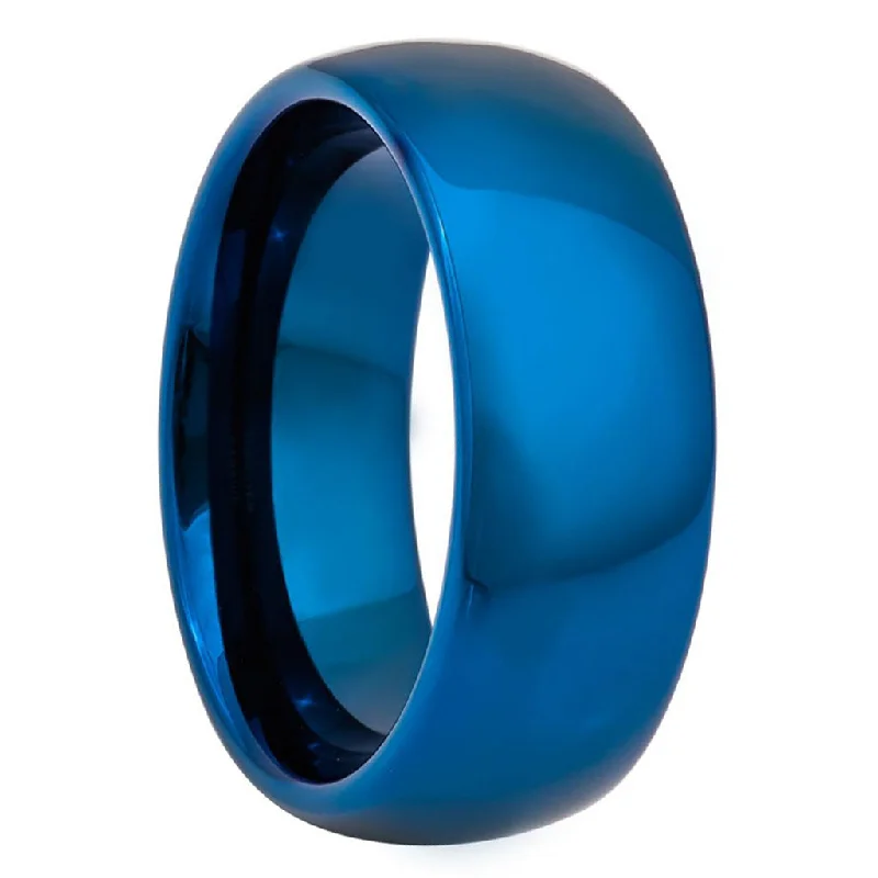 Women’s classic diamond rings-Blue Tungsten Men's Wedding Band