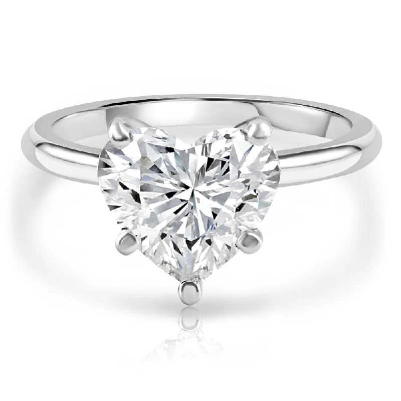 Women’s heart-shaped engagement rings-Certified 5.01Ct Heart Shape Solitaire Diamond Engagement Ring 14k White Gold