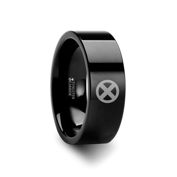 Women’s diamond wedding rings-X Men Black Tungsten Men's Wedding Band