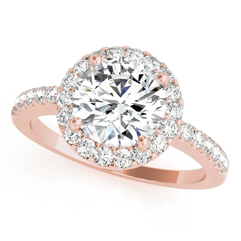 Modern engagement rings for women-Auriya 14k Rose Gold Lab Grown Round Diamond Halo Engagement Ring 0.50 to 5.00 ct. tw. (F-G VS)