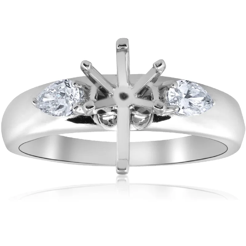 Engagement rings with modern settings-3/8ct Pear Shape Engagement Semi Mount Ring Setting