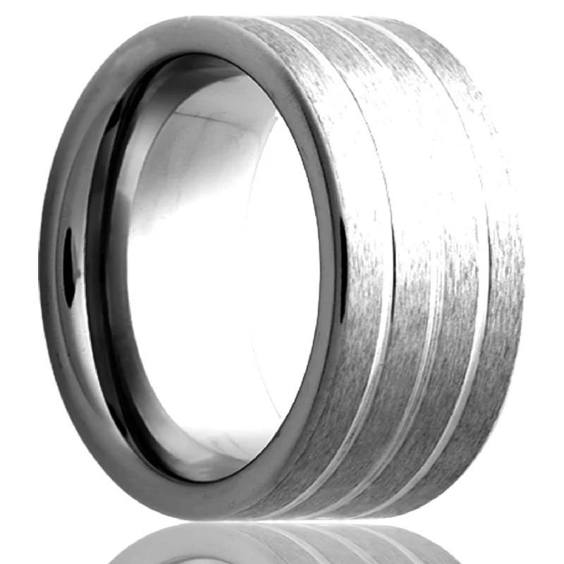 Custom-designed women’s rings-Triple Grooved Satin Finish Tungsten Wedding Band