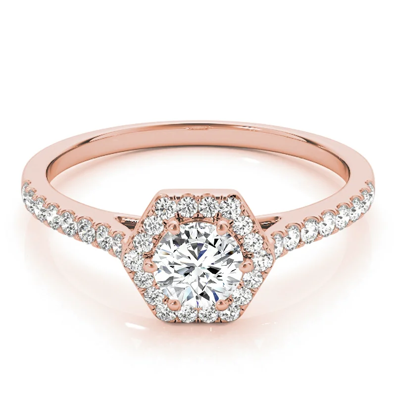 Engagement rings with split shank settings-Auriya 14k Rose Gold Lab Grown Round Diamond Halo Engagement Ring 0.50 to 5.00 ct. tw. (F-G VS)