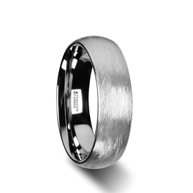 Trendy rings for women-Wire Brushed Tungsten Women's Wedding Band