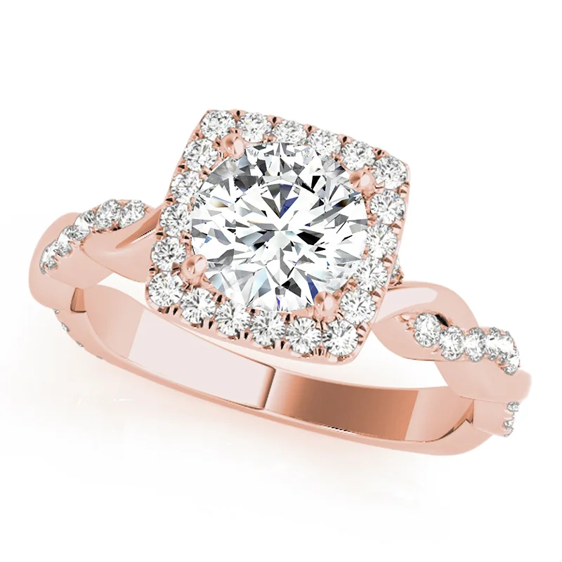 Modern engagement rings for women-Auriya 14k Rose Gold Lab Grown Round Diamond Halo Engagement Ring 0.50 to 5.00 ct. tw. (F-G VS)