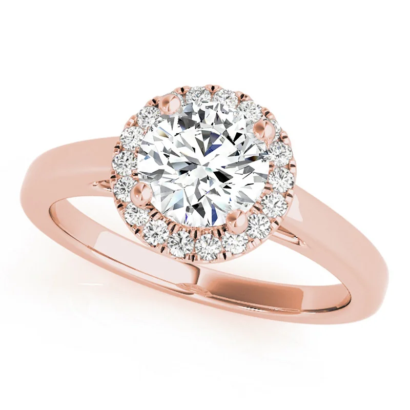 Engagement rings with multi-stone designs-Auriya 14k Rose Gold Lab Grown Round Diamond Halo Engagement Ring 0.50 to 5.00 ct. tw. (F-G VS)