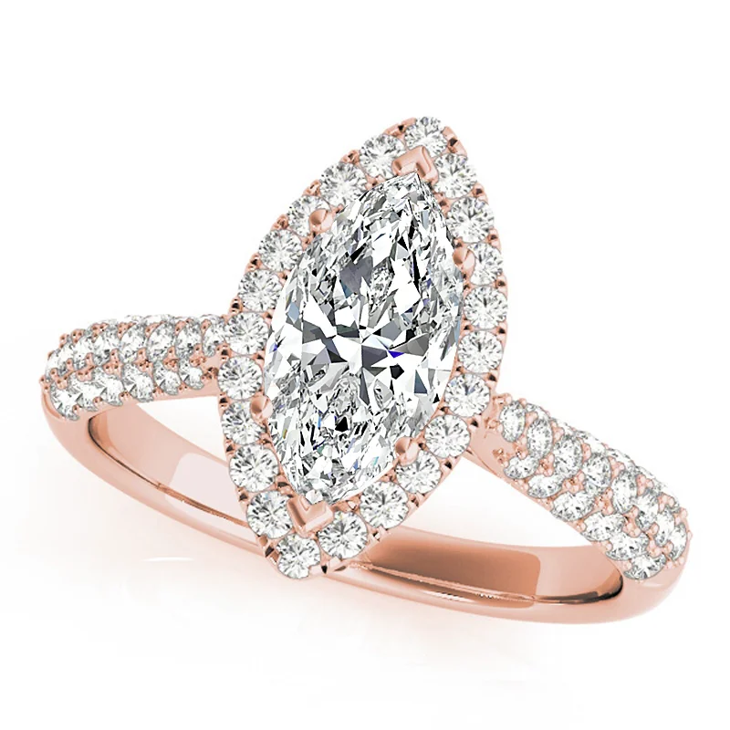 Women’s engagement rings with diamond solitaires-Auriya 14k Rose Gold Lab Grown Marquise Diamond Halo Engagement Ring 0.50 to 5.00 ct. tw. (F-G VS)