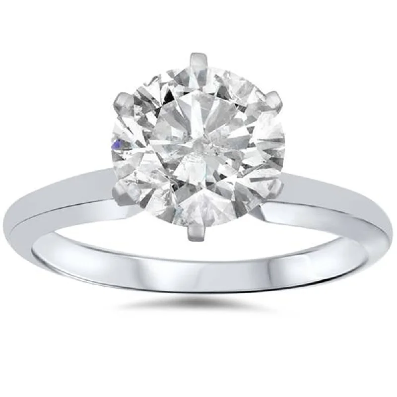 Unique engagement rings for women-14k White Gold 1 1/2 Carat Diamond Round Solitaire Engagement Ring Enhanced