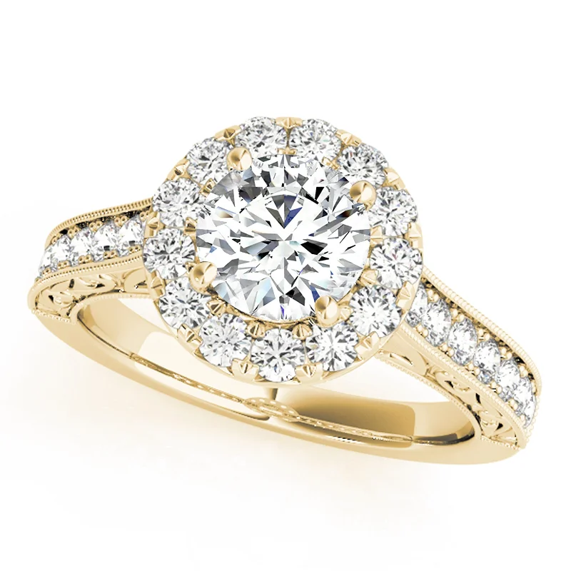 Engagement rings with marquise cut diamonds-Auriya 14k Yellow Gold Lab Grown Round Diamond Halo Engagement Ring 0.50 to 5.00 ct. tw. (F-G VS)