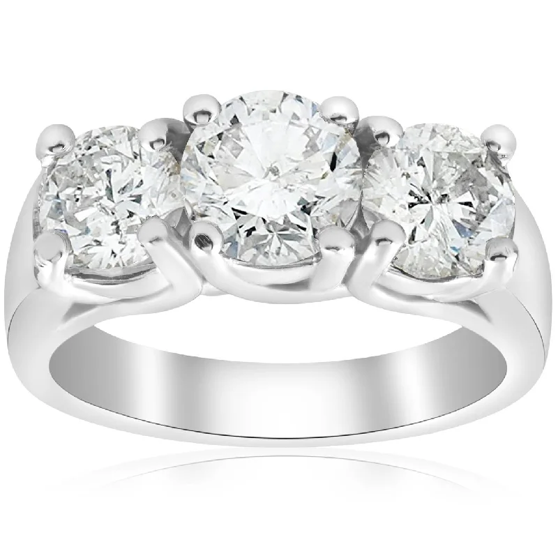 Engagement rings with halo and split shanks-2 3/4ct Three Stone Diamond Engagement Ring 14K White Gold