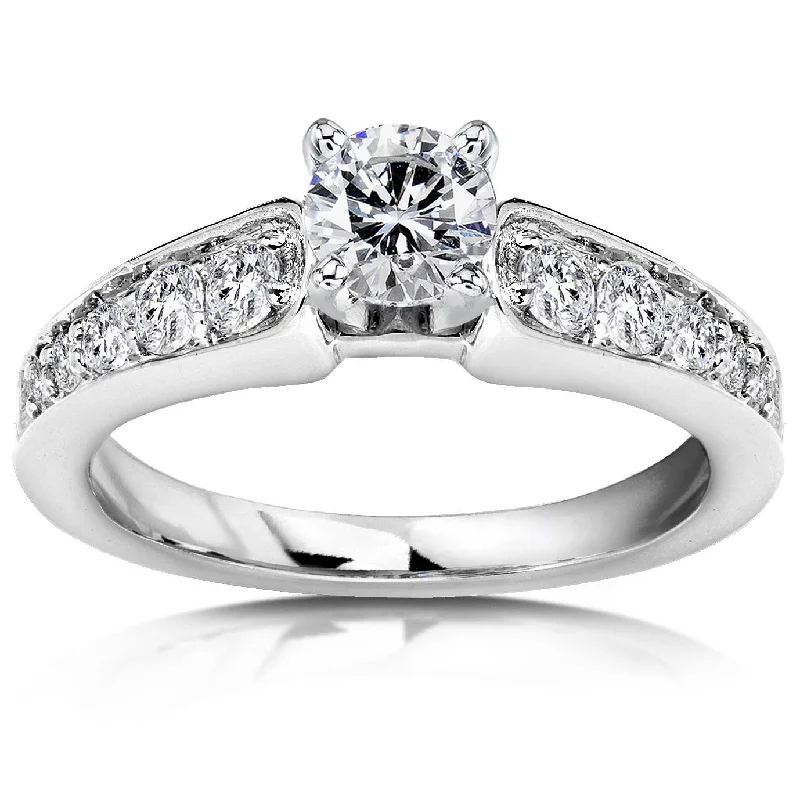 Women’s vintage-style engagement rings with diamonds-3/4ct Diamond Engagement Ring 14K White Gold