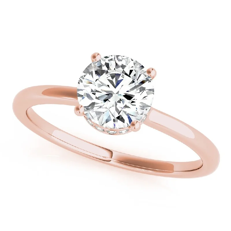 Engagement rings with engraved settings-Auriya 14k Rose Gold Lab Grown Round Diamond Halo Engagement Ring 0.50 to 5.00 ct. tw. (F-G VS)