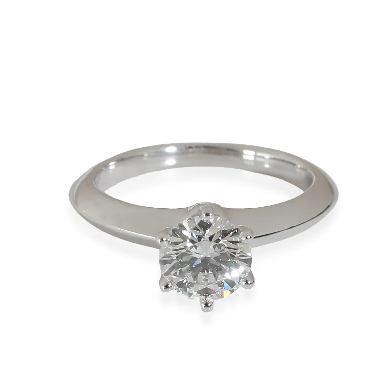 Women’s white sapphire engagement rings-Tiffany & Co. Solitaire Diamond Engagement Ring in Platinum F VS1 0.9 CTW