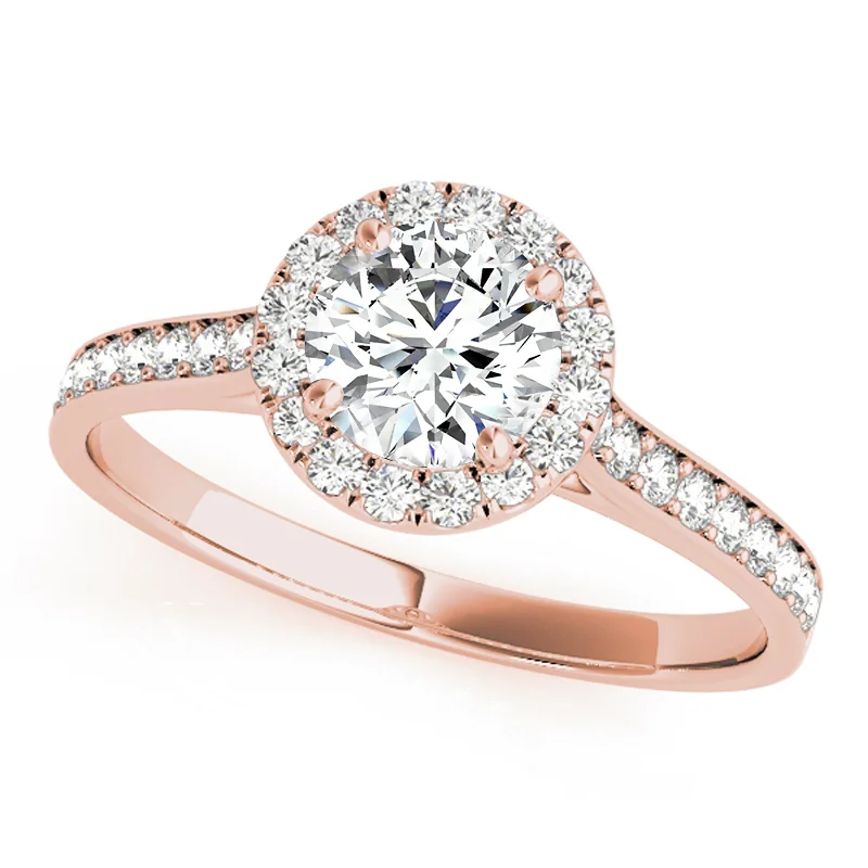 Women’s engagement rings with multi-colored gems-Auriya 14k Rose Gold Lab Grown Round Diamond Halo Engagement Ring 0.50 to 5.00 ct. tw. (F-G VS)