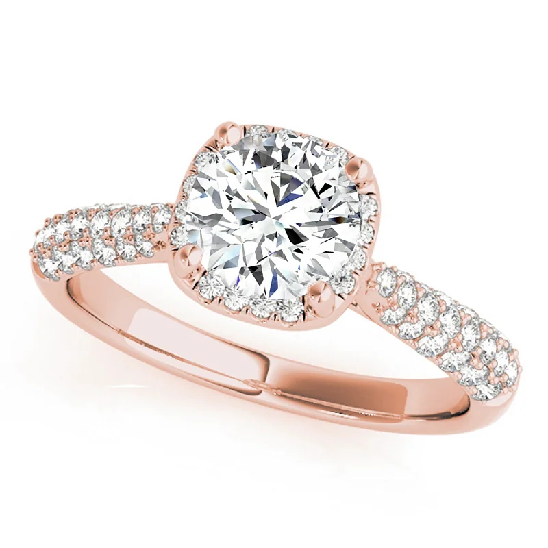 Custom engagement rings for women-Auriya 14k Rose Gold Lab Grown Round Diamond Halo Engagement Ring 0.50 to 5.00 ct. tw. (F-G VS)