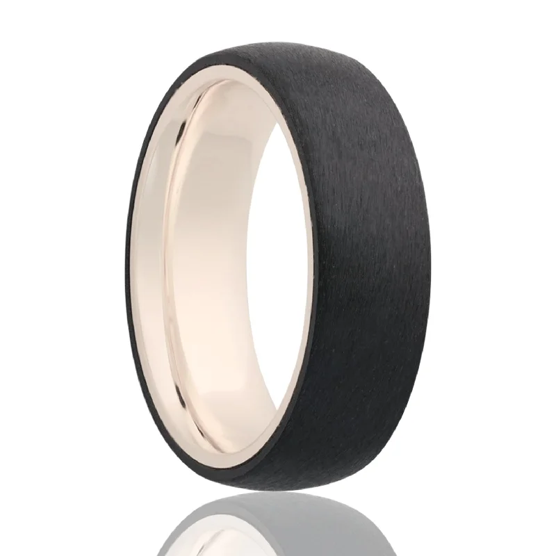 Women’s rings with colorful sapphires-Satin Finish Wedding Band with Contrasting 14k White Gold Interior