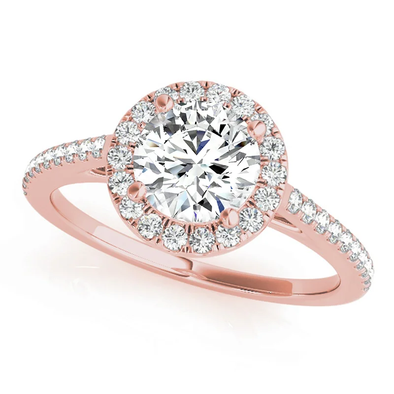 Engagement rings with platinum and diamonds-Auriya 14k-Rose Gold Lab Grown Round Diamond Halo Engagement Ring 0.50 to 5.00 ct. tw. (F-G VS)