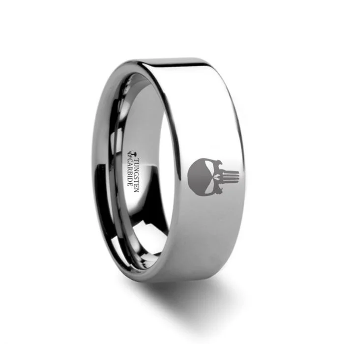 Women’s rings with oval gemstones-Punisher Tungsten Men's Wedding Band