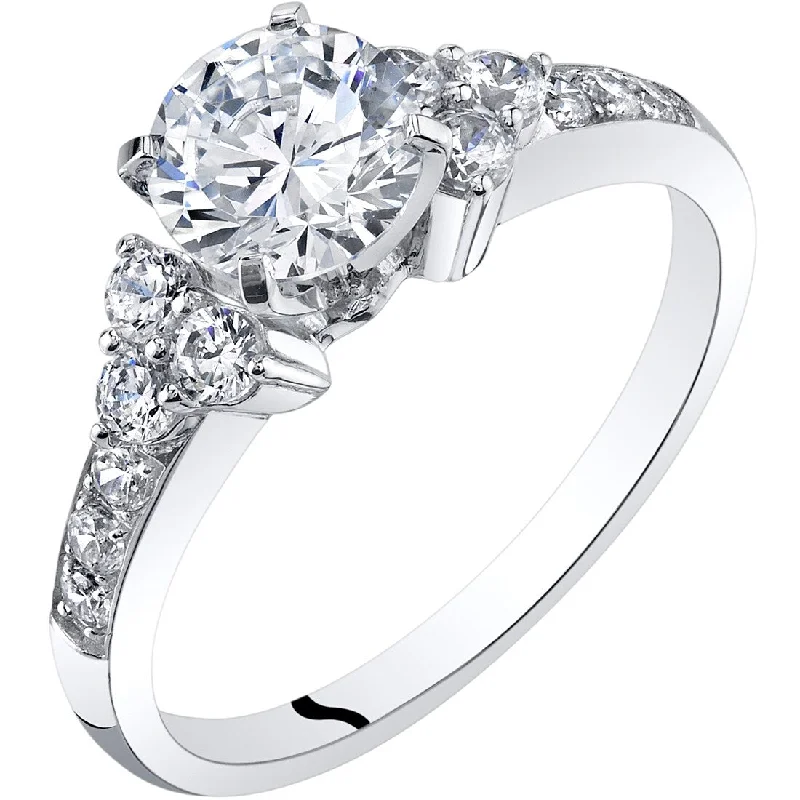 Custom-made engagement rings for women-14k White Gold Classic Cubic Zirconia Engagement Ring