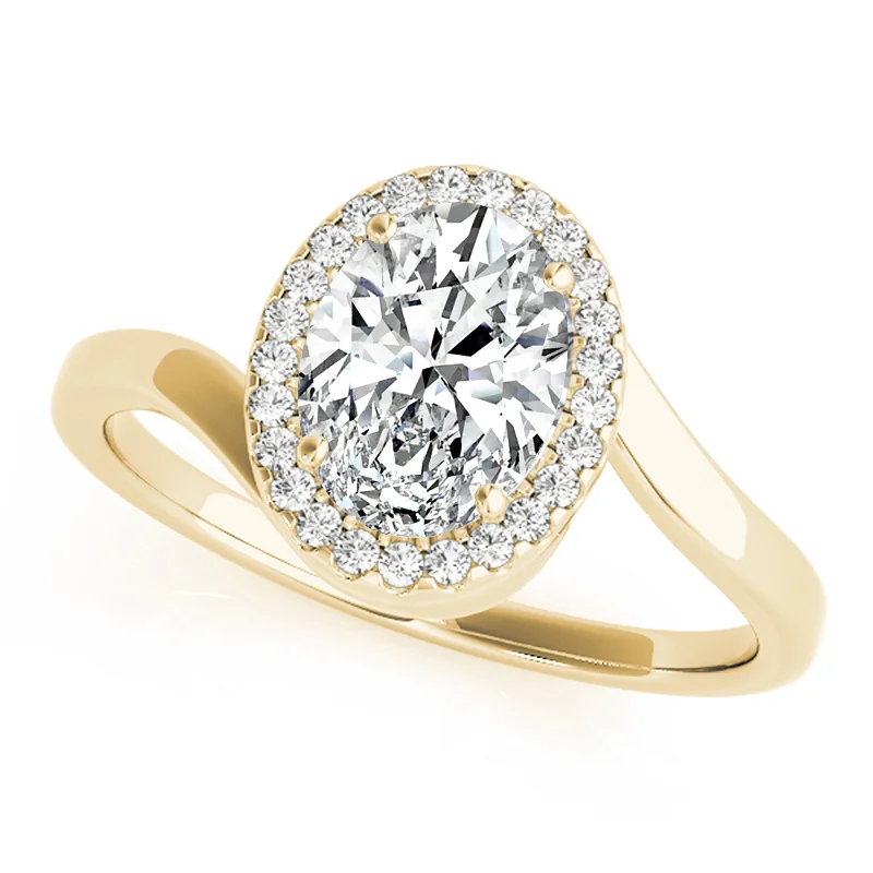 Engagement rings with halo settings and diamonds-Auriya 14k Yellow Gold Lab Grown Oval Diamond Halo Engagement Ring 0.50 to 5.00 ct. tw. (F-G VS)