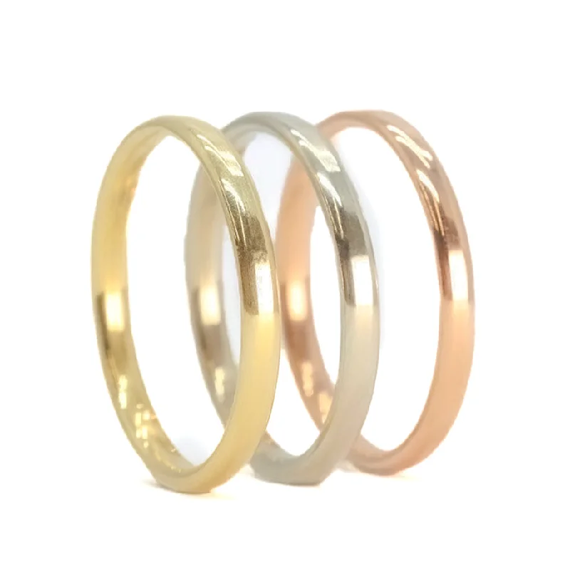 Women’s rings with intricate carvings-Set of Three Stackable 14k Gold Wedding Bands