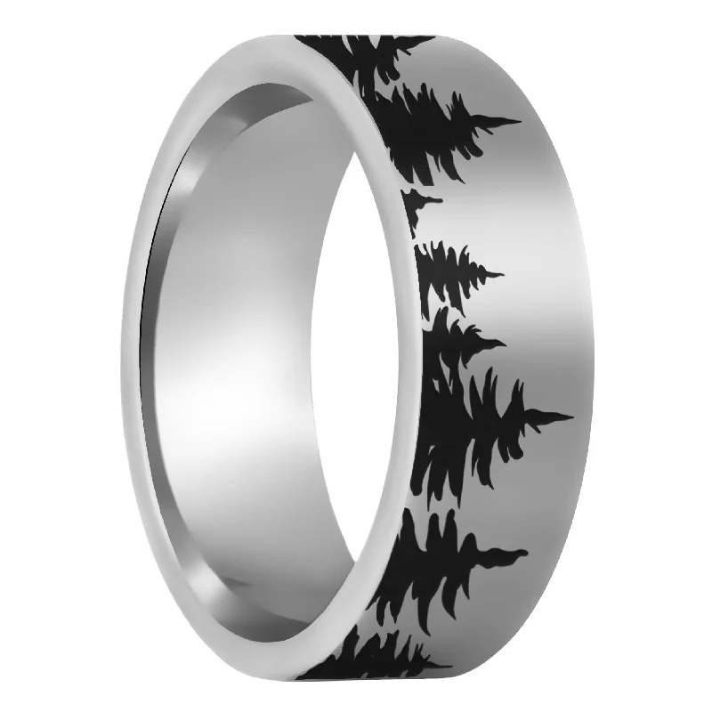 Unique engagement rings for women-Treeline Tungsten Men's Wedding Band