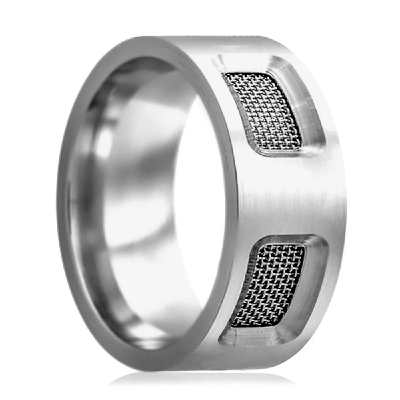 Women’s wedding bands with diamonds-Cobalt Men's Wedding Band with Mesh Inlays