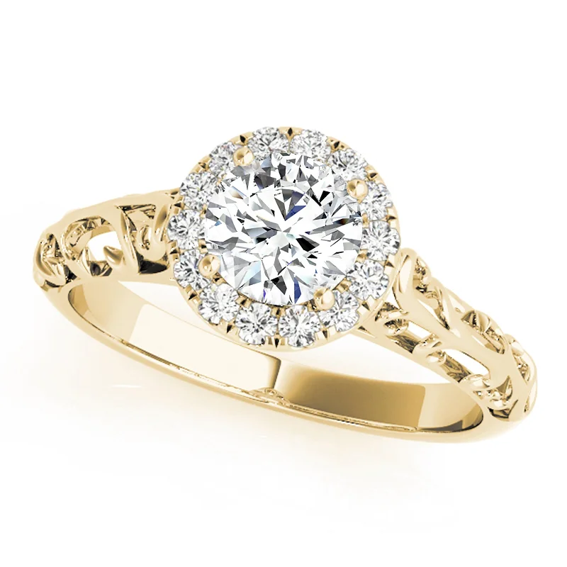 Engagement rings with colored diamonds-Auriya 14k Yellow Gold Lab Grown Round Diamond Halo Engagement Ring 0.50 to 5.00 ct. tw. (F-G VS)