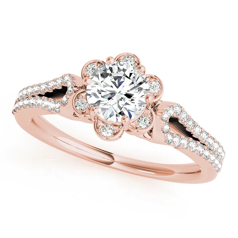 Women’s radiant cut engagement rings-Auriya 14k Rose Gold Lab Grown Round Diamond Halo Engagement Ring 0.50 to 5.00 ct. tw. (F-G VS)