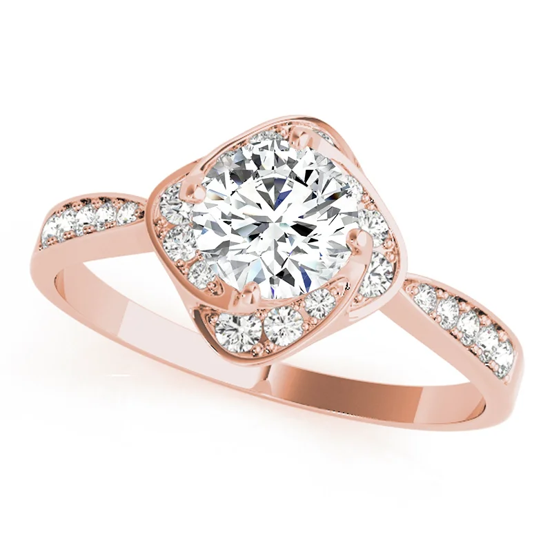 Engagement rings with cushion cut stones-Auriya 14k Rose Gold Lab Grown Round Diamond Halo Engagement Ring 0.50 to 5.00 ct. tw. (F-G VS)