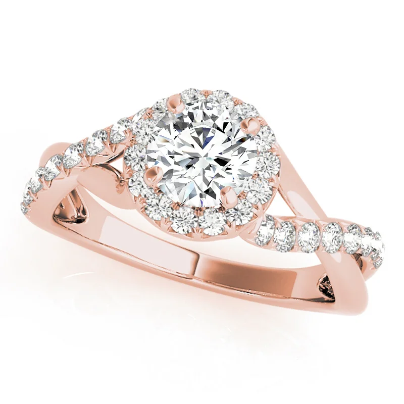 Engagement rings with oval-cut sapphires-Auriya 14k Rose Gold Lab Grown Round Diamond Halo Engagement Ring 0.50 to 5.00 ct. tw. (F-G VS)