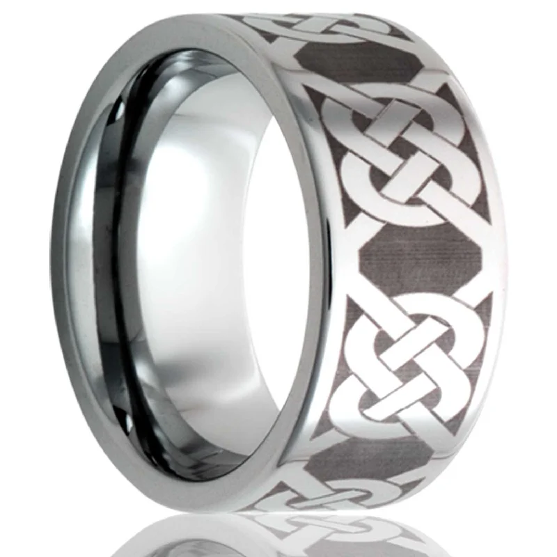 Women’s rings with aquamarine stones-Eternity Celtic Knot Tungsten Wedding Band