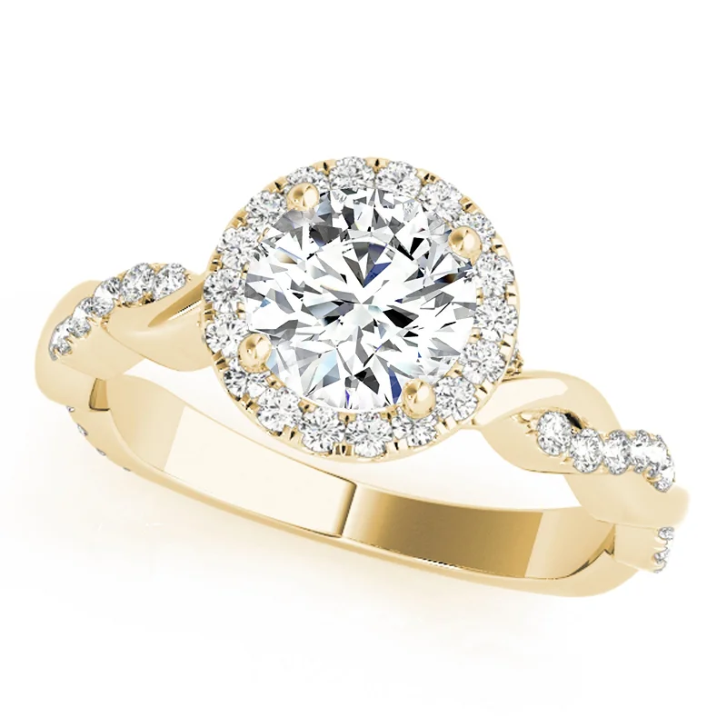 Women’s engagement rings with floral halo-Auriya 14k-Yellow Gold Lab Grown Round Diamond Halo Twisted-Shank Engagement Ring 0.50 to 5.00 ct. tw. (F-G VS)