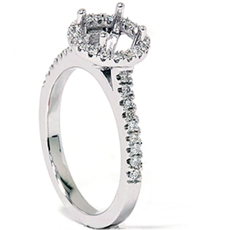 Engagement rings with diamond floral designs-1/3ct Pave Diamond Engagement Semi Mount Ring 14K White Gold