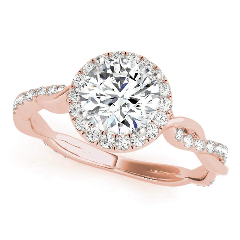 Engagement rings with twisted diamond bands-Auriya 14k-Rose Gold Lab Grown Round Diamond Halo Engagement Ring 0.50 to 5.00 ct. tw. (F-G VS)