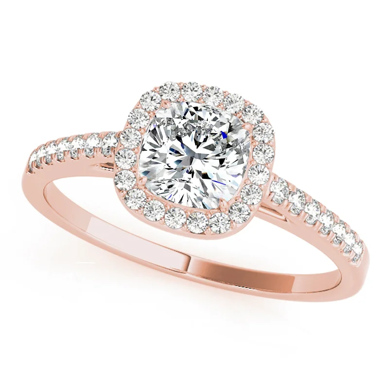 Engagement rings with engraved settings-Auriya 14k Rose Gold Lab Grown Cushion Diamond Halo Engagement Ring 0.50 to 5.00 ct. tw. (F-G VS)