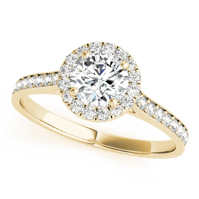 Women’s modern solitaire engagement rings-Auriya 14k Yellow Gold Lab Grown Round Diamond Halo Engagement Ring 0.50 to 5.00 ct. tw. (F-G VS)